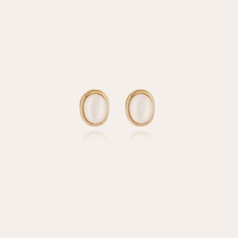 Ovo studs earrings gold - White Mother-of-pearl