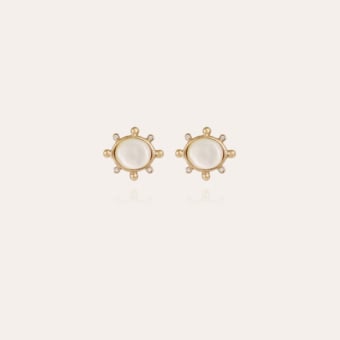 Tiki studs earrings small size - White Mother-of-pearl