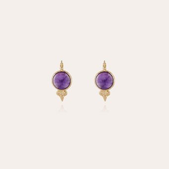 Serti earrings gold - Amethyst