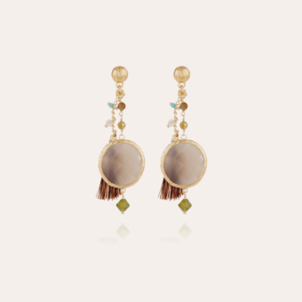 Serti Pondicherie earrings small size gold - Grey Calcicte