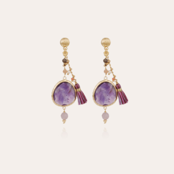 Serti Pondicherie earrings small size gold - Amethyst