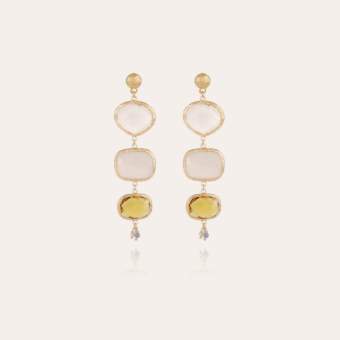 Silene earrings gold - Crystal, Moonstone & Citrine