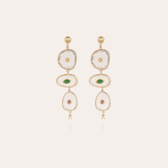 Sireine cabochons earrings gold - Crystal