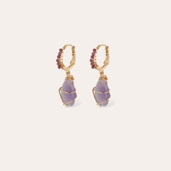 Tao Rainbow beads earrings gold - Amethyst