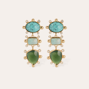 Tiki 3 earrings - Matrix Turquoise, Amazonite & Serpentine