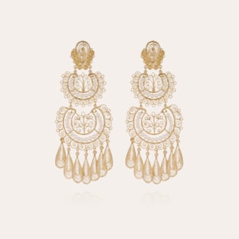 Yuca 2 rows bis earrings gold