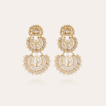 Yuca 2 rows strass earrings gold