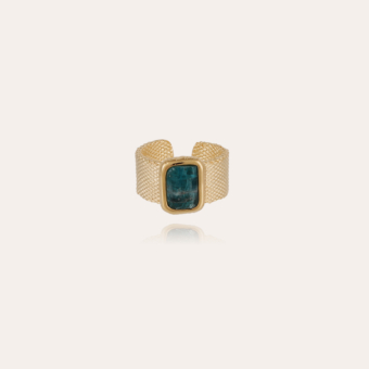 Totem Pierre ring large size gold - Apatite blue