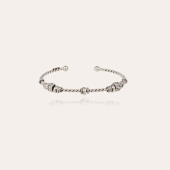 Bracelet jonc Torsade strass petit modèle argenté
