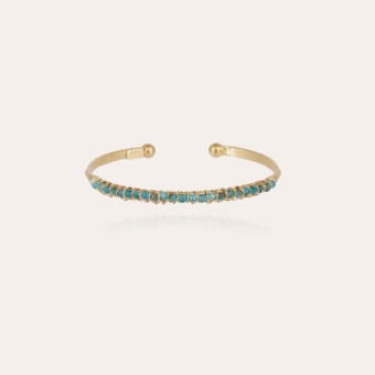 Lyre bangle bracelet small size gold - Blue Apatite