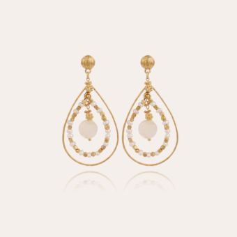 Aurore Serti earrings mini gold - White Mother-of-pearl