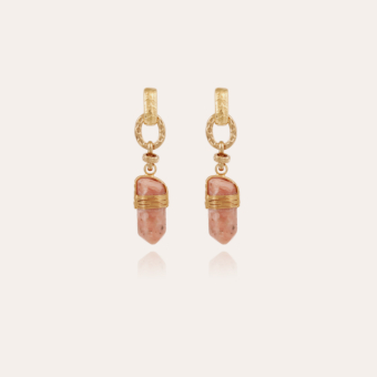 Aventura earrings gold - Pink Calcite