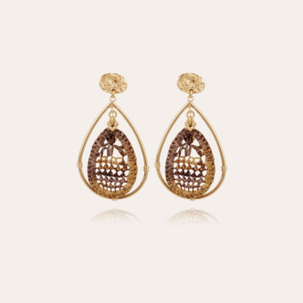 Cage raffia earrings large size gold