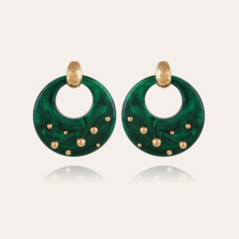 Boucles d'oreilles Cassiope acétate dorées - Émeraude