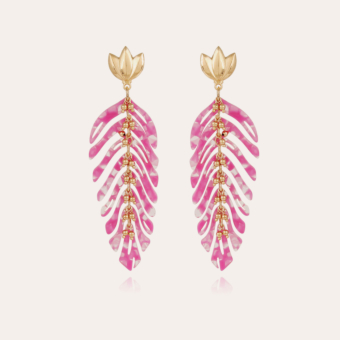 Boucles d'oreilles Cavallo acétate dorées - Fuchsia