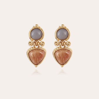 Colorado earrings gold - Agate & Pink Calcite