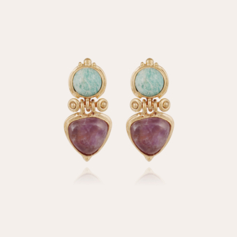 Colorado earrings gold - Amazonite & Amethyst