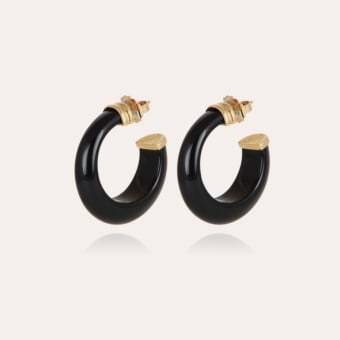 Abalone hoop earrings acetate gold - Black