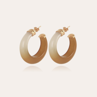 Abalone hoop earrings acetate gold - Light Khaki
