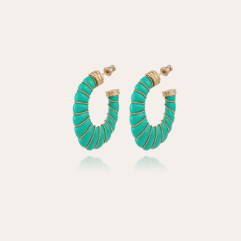 Cyclade earrings small size acetate gold - Turquoise