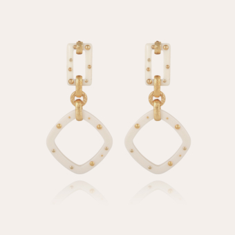 Escale earrings large size acetate gold - Ivory