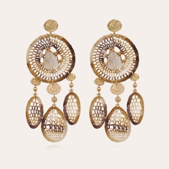 Fanfaria Serti earrings gold - Rock crystal