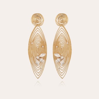 Longwave strass earrings large size gold