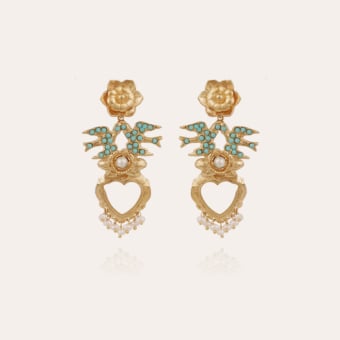 Lovebirds earrings small size gold 