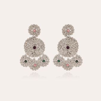 Lucky Sequin cabochons earrings small size silver
