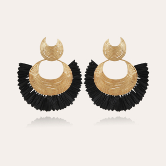 Luna Wave raffia earrings gold