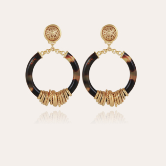 Boucles d'oreilles Mariza petit modèle acétate dorées - Écaille