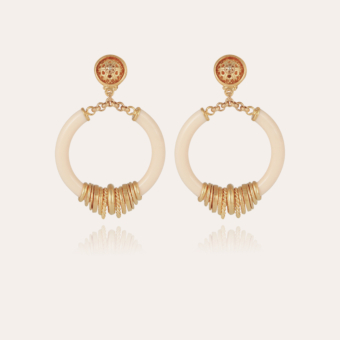 Mariza earrings small size acetate gold - Ivory