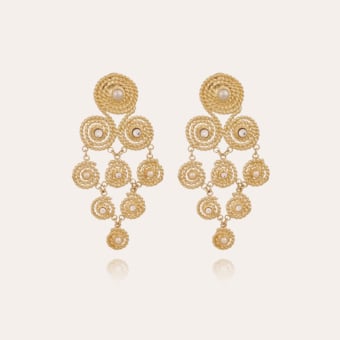 Mistral earrings gold - White Mother-of-pearl & strass