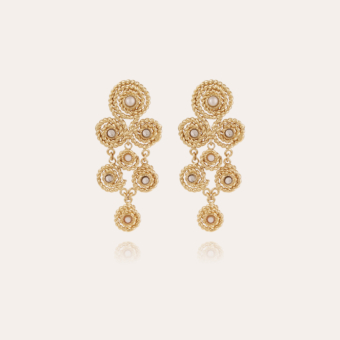 Mistral earrings small size gold - White Mother-of-pearl & strass