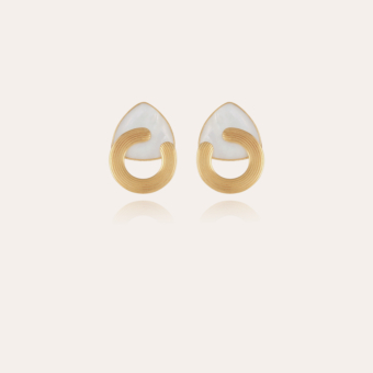 Boucles d'oreilles Anémone dorées - Nacre blanche