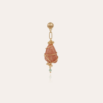 Rainbow mono earring small size gold - Pink Calcite