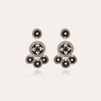 Sequin two rows earrings silver