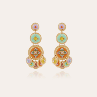 Sequin triple rows earrings gold