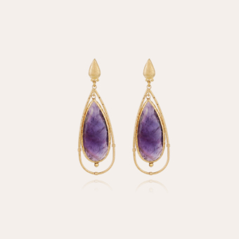 Serti Cage earrings large size gold - Amethyst