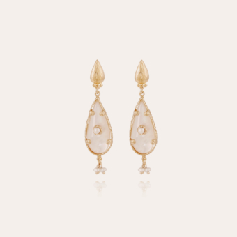 Serti goutte cabochons small size gold - White Mother-of-pearl