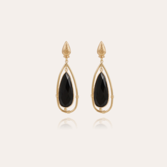 Serti Cage earrings small size gold - Black Onyx