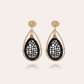 Cage raffia earrings gold