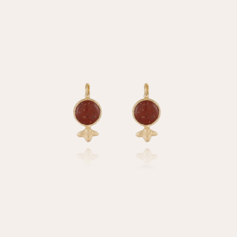 Serti earrings gold - Silicified Wood