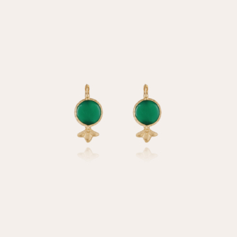 Serti earrings gold - Green Onyx
