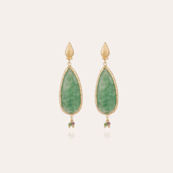 Serti Goutte earrings gold - Green Quartz