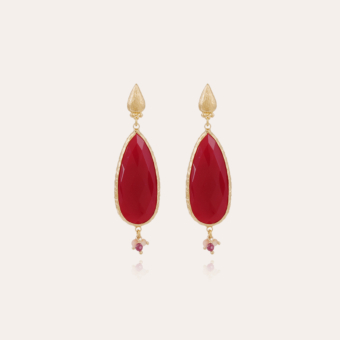 Serti Goutte earrings gold - Fuschia