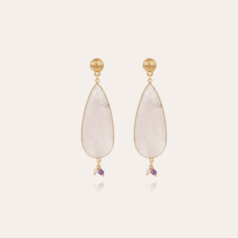 Serti Goutte earrings gold - Pink Quartz