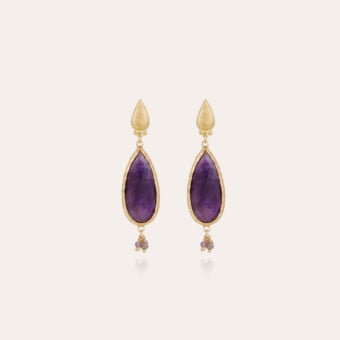 Serti Goutte earrings small size gold - Amethyst