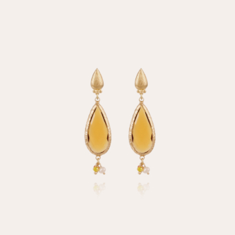 Serti Goutte earrings small size gold - Citrine