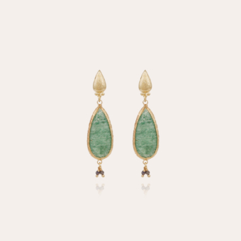 Serti Goutte earrings small size gold - Green Quartz